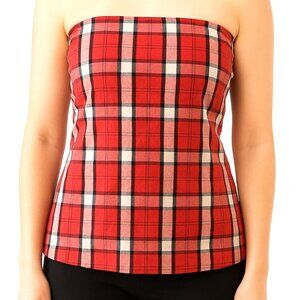 Vintage Y2K Tartan Plaid Strapless Top Picnic Cute Sirens Preppy Red Black Sz S